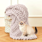 Admitrack Chunky Knit Blanket Throw, 100% Hand Knit Chenille Throw Blanket for Sofa & Home Decor, Soft and Cozy Knitted Throw