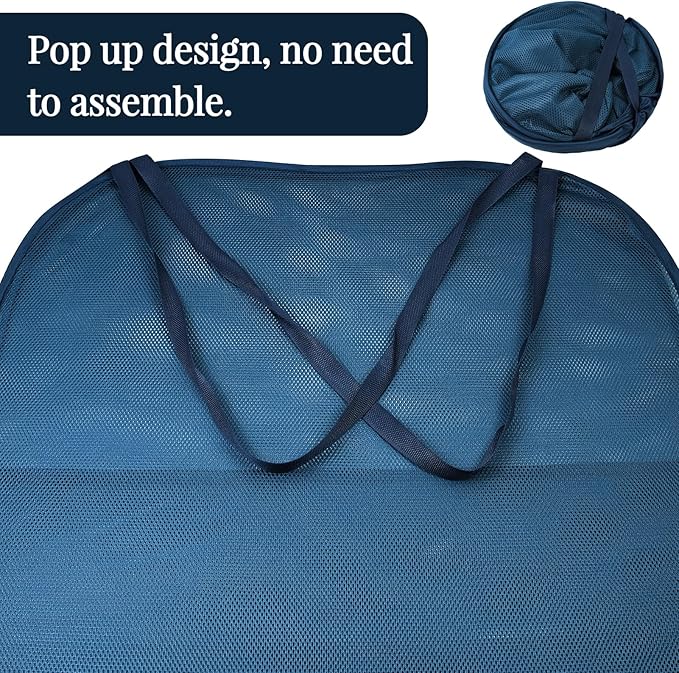 Pop up Pool Toy Storage Bin,32"X32"X30"Pool Float Organizer Bag with 2 Side Pockets Mesh Swimming Pool Toys Organizer with 4 