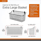 Spectrum Diversified Vintage Wall Mount Storage Basket, X-Large (Pack of 2), Industrial Gray