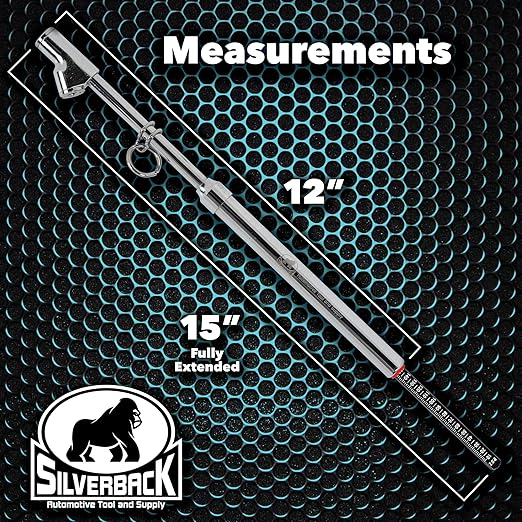 Silverback Automotive Professional Straight-On Dual Foot Commercial Truck Tire Pressure Gauge with Polished Chrome Finish. Heavy Duty Black Metal Bar Stick Gauge Range 10-150 PSI in 2 PSI Increments