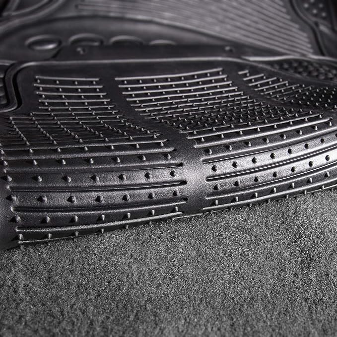 FH Group Car Floor Mats - Heavy-Duty Rubber Floor Mats for Cars, Universal Fit Rear Set, Trimmable Automotive Floor Mats, ClimaProof Floor Mats For Most Sedan, SUV, Truck Floor Mats Black