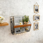 Wall Mounted Magazine Rack with Leather Trim, Decorative Art Wall Magazine Holder, Hanging Paper Organizer, Metal Wire Magazi