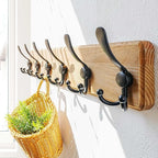 Dseap Coat Rack Wall Mounted - 24" Long 6 Tri Hooks, Heavy Duty Wooden Wall Coat Hanger Coat Hook for Clothes Hat Jacket Clot