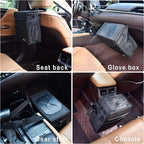 Cute Car Trash Can with Lid – Multipurpose Collapsible Trash Bin for Car, Leak-Proof Organizer, Waterproof Garbage Can with Storage Pockets & Adjustable Straps, 2 Gallons (Black Leopard)