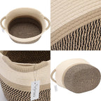 Hinwo Oval Cotton Rope Storage Basket Collapsible Nursery Storage Box Container Organizer with Handles, 13 x 10 inches, Cream