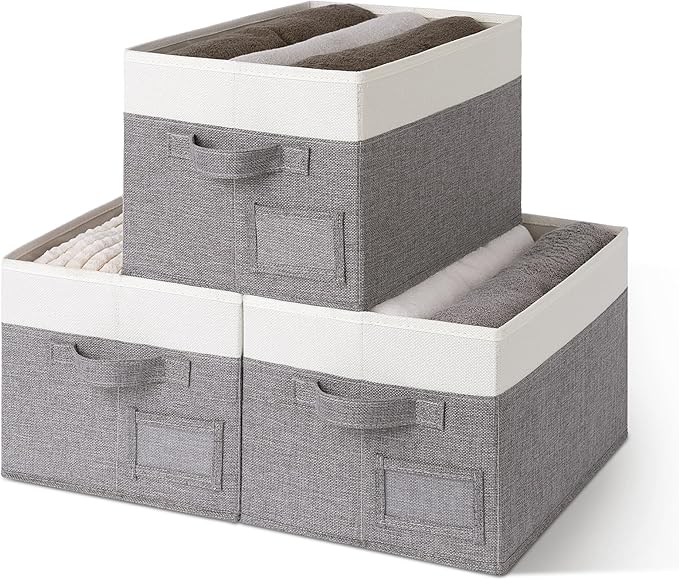 GRANNY SAYS Fabric Storage Bins, Closet Storage Bins for Clothes, Shelf Storage Baskets with Handles, Collapsible Storage Box