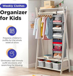 Handy Laundry Hanging Clothes Organizer for Kids - 6-Shelf Closet Daily Clothing Organization Labeled Shelves with Days of Th