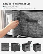 SONGMICS Storage Cubes, 11.8-Inch Non-Woven Fabric Bins with Double Handles, Set of 6, Closet Organizers for Shelves, Foldabl