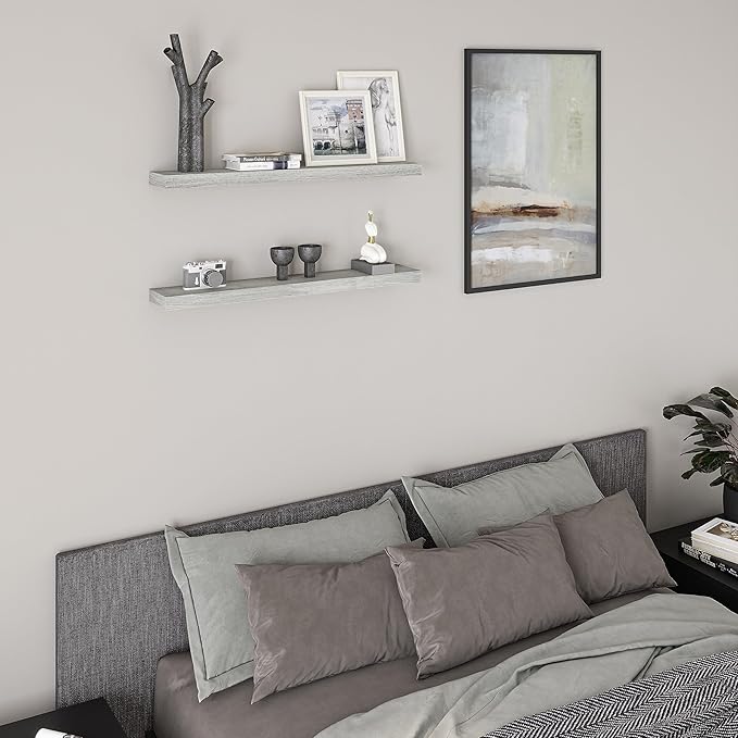 Ballucci Floating Shelves, 36" Wood Wall Shelf Set of 2, with Invisible Brackets for Bathroom, Living Room, Bedroom, Kitchen,