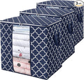 WISELIFE Storage Bags 3 Pack/100L Large Blanket Clothes Organization and Storage Containers for Comforters,Bedding, Foldable 