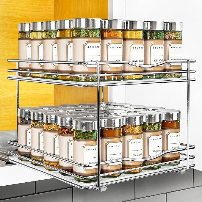 LYNK PROFESSIONAL® Pull Out Spice Organization for Cabinets - 10-3/8 inch Wide – Spice Rack for Inside Cabinets, Slide Out Sp