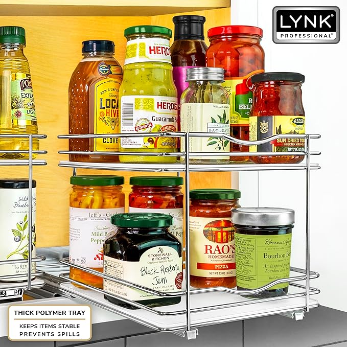 LYNK PROFESSIONAL® Pull Out Spice Organization for Cabinets - 8-3/8 inch Wide – Spice Rack for Inside Cabinets, Slide Out Spi