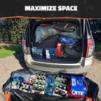 Mockins 60"x20"x6" Folding Luggage Rack for Car Hitch & 20 Cu Ft Waterproof Cargo Bag | 500 lbs Cap Steel Trailer Hitch Cargo Carrier for 2" Receivers w/License Plate Holder, Stabilizer, Net & Straps