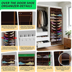 Kotkn 24-Pair Over Door Shoe Organizer for Family & Kids, Double Sided | Hanging Storage for Sneakers, Boots, Toys & Room Org