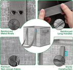 Fab totes Reusable Grocery Bags, Large Foldable Shopping Tote Bags with Reinforced Handles & Hard Bottom,4 Pack, Grey