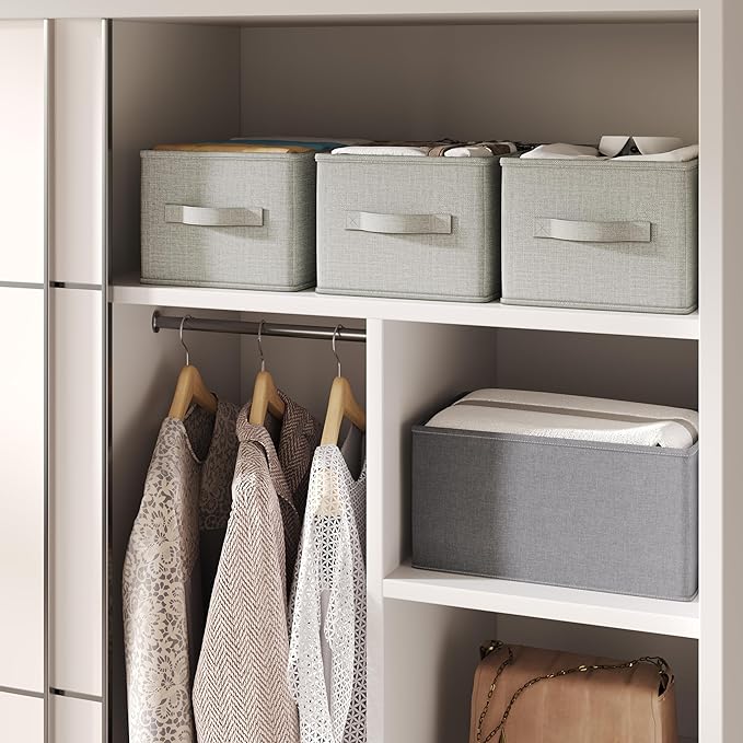 LayerSpace 3 Pack Fabric Storage Bins for Shelves | 11.5x8.75x6.5in Closet Storage Baskets | Collapsible Storage Bins | Fabri