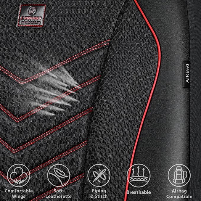 CAR PASS 3D Foam Mesh Leather Car Seat Covers Front Seats, Breathable Front Seat Cover for Cars, Comfortable Universal Fit fo