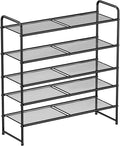 SUFAUY Shoe Rack, 5-Tier 33" Wide Shoe Storage Rack for 24-30 Pairs of Shoes, Mesh Shoe Organizer for Entryway Closet, Steel 