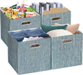 Posprica Storage Boxes, Foldable Organiser Cube Basket Bin, Thick and Heavy Duty (28×28×28cm/4pcs, Teal)