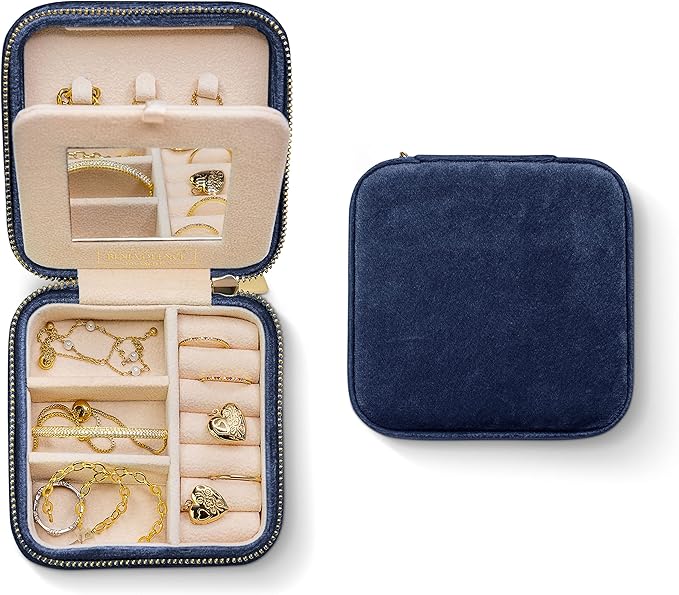 Benevolence LA Plush Velvet Jewelry Box | Travel Jewelry Case Organizer with Mirror | Featured in Oprah's Favorite Things | B