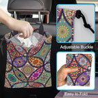 Car Trash Bag Hanging Mandala Flower Car Trash Can Waterproof Garbage Bag Hanging for Car Back Seat