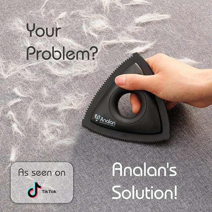 Analan Mini Pet Hair Remover, Triangle Design for Car Interior, Auto Detailing, Carpet, Couch, Furniture, Multi-Color (Sapphi