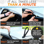 RoofPax 6 Rooftop Cargo Tie Down Hook Straps for Strapping Down Any Car Top Luggage. Waterproof, Attaches to Car Door Frame, Patent Registered, Extended Warranty