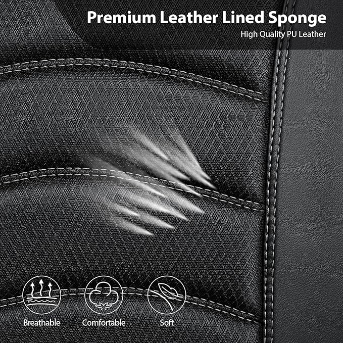 CAR PASS Comfortable 3D Foam Mesh Leather Car Seat Covers Front, Air Cool Mesh Breathable Front Seat Covers for Car, Universa