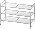 Simple Houseware 3-Tier Stackable Mesh Shoe Rack, Silver