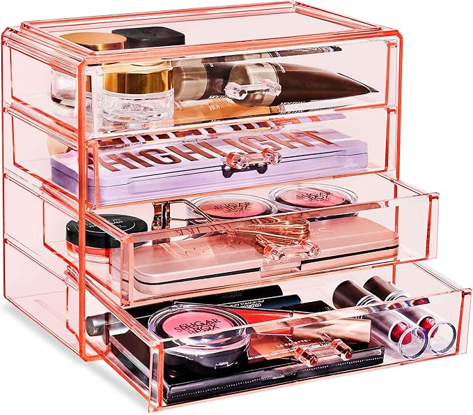 Sorbus Makeup Organizer - 4 Drawer Acrylic Make Up Organizers and Storage for Cosmetics, Jewelry, Beauty Supplies, Clear Make