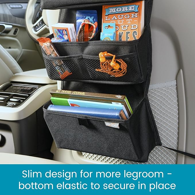 High Road Storage Organizer with Car Tissue Box Holder and Multipurpose Pockets - Back of the Seat or Front Seat Organizer for Driving Essentials - Slim and Compact Car Storage for All Vehicles