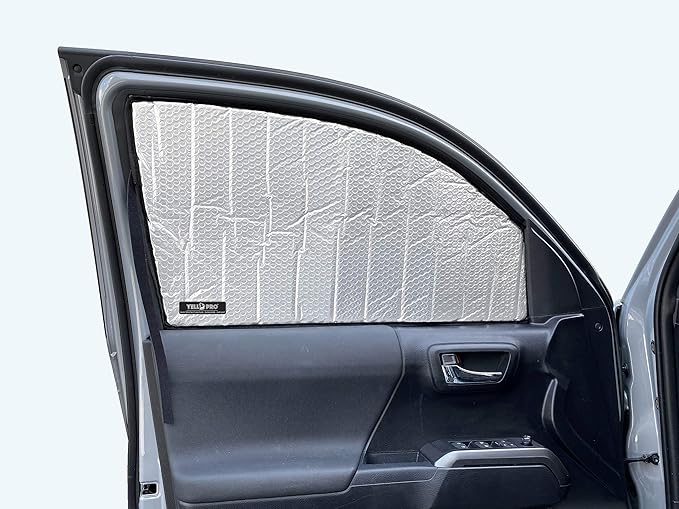 YelloPro Side Window Front Seat Reflective Sunshade Custom Fit for 2016 2017 2018 2019 2020 2021 2022 2023 Toyota Tacoma, TRD Off-Road, SR, SR5, TRD Sport, TRD Pro, Limited 2Dr 4Dr Accessories (2pcs)