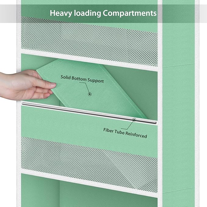 Univivi 6-Shelf Over Door Hanging Organizer Fabric Baby Door Storage with 5 Large Pockets and 3 Small PVC Pockets Wall Mount 