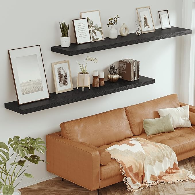 Vivelove 72 Inches Floating Shelves Wall Mounted, 12" Deep Wall Shelves for Bedroom, Bathroom, Living Room, Kitchen, Office, 