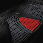 FH Group Premium Liners Tall Channel Trimmable All Weather Rubber Full Set Car Floor Mats (Red) w. Trimmable All-Season Cargo Liner (Black) - Universal Fit for Cars Trucks and SUVs