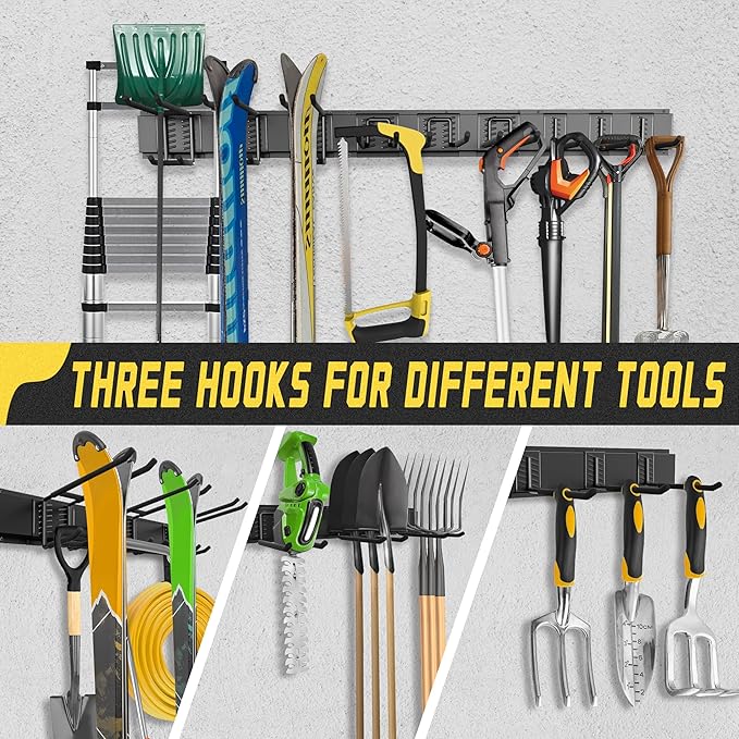 klasit Garage Wall Organizer,15Pack Carries 675 lbs,Garden Tool Organizer 48in With Large Storage Space,Easy Assembly, Sturdy