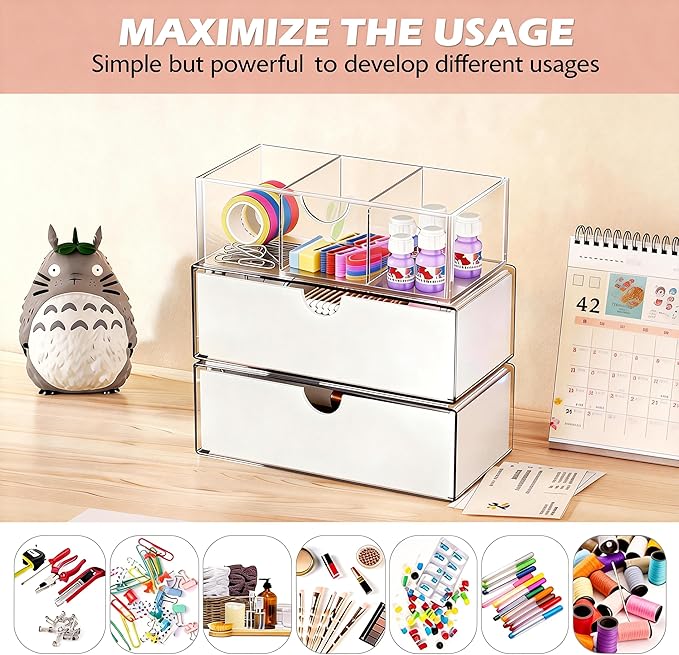 3 Tier Medicine Cabinet Organizer and Storage,Stackable Bathroom Medicine Organizer with Removable Dividers, Plastic Vanity S