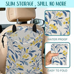 Car Trash Bag Fall Yellow Berries and Leaves Leak-Proof Car Garbage Bag with Drawstring Foldable Canvas Trash Bin with Adjustable Buckle for Car Accessories, Travelling, Camping