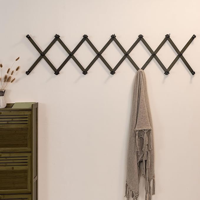 SKOLOO Hat Rack for Wall with 20 Hooks, Solid Wooden, Modern, Expandable Coat Rack Wall Mount for Coats, Hats, Bags, Baseball