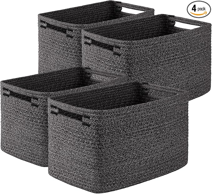 OIASKET Storage Baskets for Organizing, Woven Decorative Baskets for Shelves - Books, Towels, and Clothes, Cotton Rope Toy St