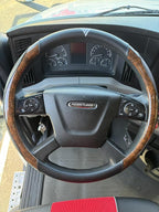 18-Inch Genuine Leather Steering Wheel Cover for Semi Trucks – Wood Grain Imitation Finish, Heavy-Duty Non-Slip Grip, Durable and Comfortable Interior Upgrade