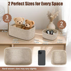 5-Pack Small Woven Rope Storage Baskets – 2 Sizes Organizer Bins for Closet, Shelf, Bookshelf, Nursery, Changing Table, Fabri