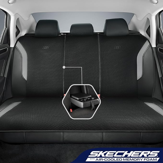 Skechers Memory Foam Car Seat Covers, Air Cool Mesh Thick Seat Covers, Car Seat Full Sets, Airbag Compatible, Automotive Comf