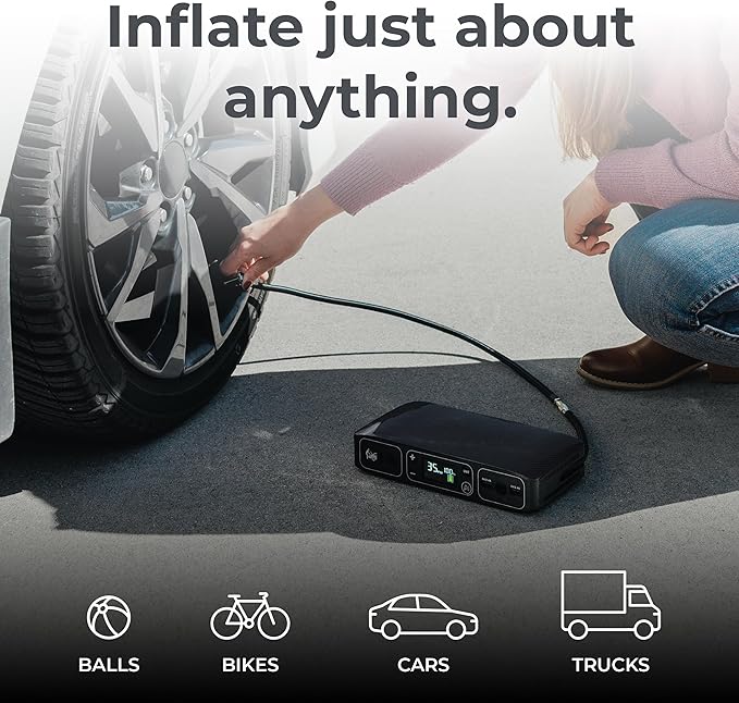 HALO Bolt Air 58830 Portable Car Battery Jump Starter | 100 PSI Air Compressor, 58.8Wh USB Power Bank, Emergency Floodlight