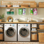 3 Pack Screw Mount Under The Wooden Shelf Laundry Room Organizer: Foldable Wire Basket Space Saving Over The Washer and Dryer