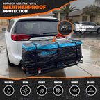Mockins 60"x20"x6" Heavy Duty Trailer Hitch Cargo Carrier & 16 CuFt Waterproof Cargo Bag | Rust-Resistant Steel 500 Lb Capacity Folding Luggage Rack for SUV, Car, Truck & RV w/Hitch Rack Accessories