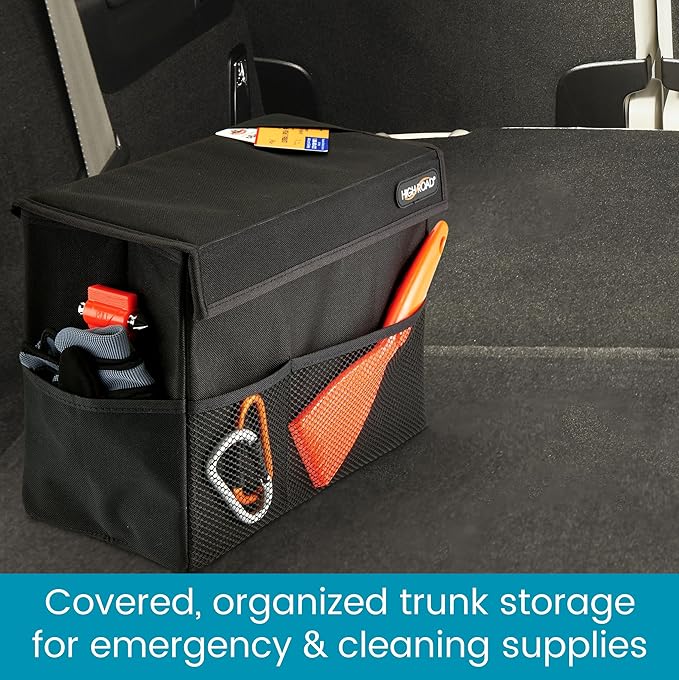 High Road Carganizer Car Storage Bin with Lid - Multipurpose Storage Box for Car for the Back Seat, Front Seat or Trunk -