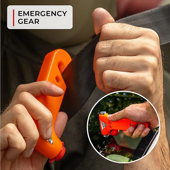 Thrive Car Emergency Kit & Roadside Emergency Car Kit - 104-Piece Set, Red Canvas Bag, Universal Fit - Jumper Cables, Escape 