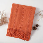 BATTILO HOME Orange Fall Throw Blanket for Couch Sofa, Knitted Decorative Blankets Throws Halloween Throw Blanket Fall Decora