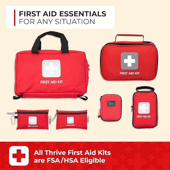 Thrive Mini First Aid Kit - Waterproof Rip-Stop Travel First Aid - Compact Hiking Supplies & Safety Kit - for Home Medical Us